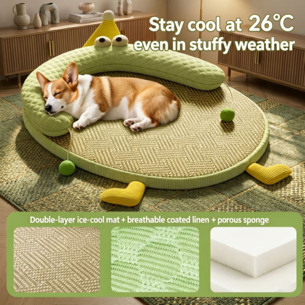 Cute Cartoon Cooling Pet Bed for Dogs & Cats
