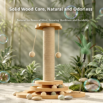 4-in-1 Solid Wood Cat Scratching Post – Interactive Scratcher & Toy Tower - Image 4