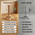 4-in-1 Solid Wood Cat Scratching Post – Interactive Scratcher & Toy Tower - Image 6